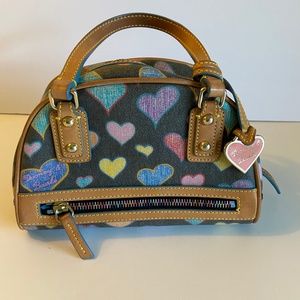 Vintage Dooney & Bourke Signature Multi-Color Mini Satchel Handbag Auth Paper